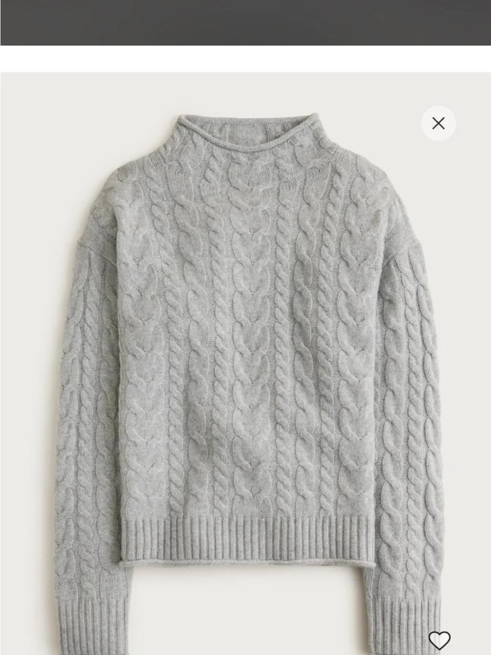 Viral J.Crew 2025 Rollneck in Light Gray Cable-Knit Cashmere
